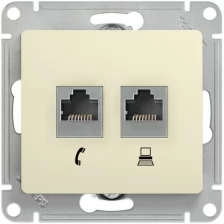 SE Glossa Беж Розетка 2-я RJ11+RJ45, кат.5E