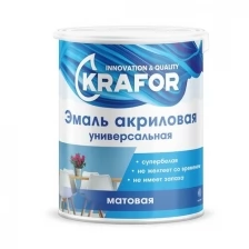 Эмаль универсальная Krafor, акриловая, матовая, 3 кг, супербелая