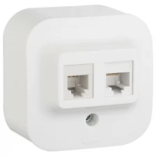 Quteo Розетка телефонная+компьютерная RJ11+RJ45 категория 5 UTP белая наружная 782221